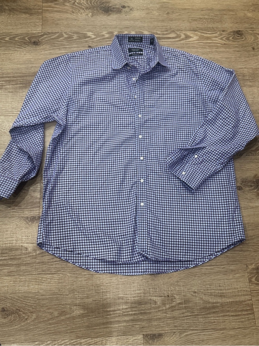 Nordstrom Men’s Shop Purple & Baby Blue Gingham Shirt 17.5/36 NWT